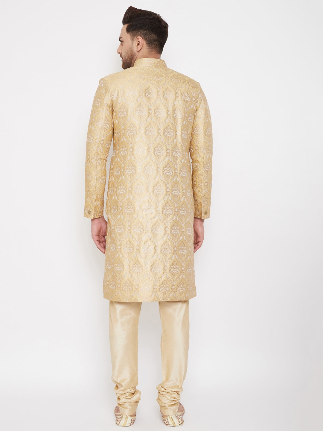 SHERWANI (Size M - 38) Men Designer Silk Golden (Set of 2) for party / celebration / wedding / Indian traditional wear